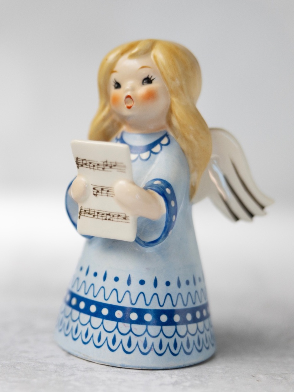 Vintage Goebel Singing Angel in Blue Robe Figurine Blonde 5” tall West Germany